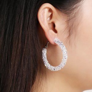 💎 Colorful Summer Hoop Earrings - White